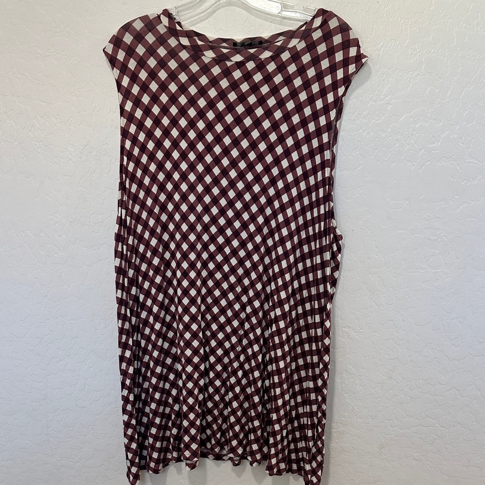 Lane Bryant Burgundy Checkered Sleeveless tank top women’s  plus 22/24‎ stretch